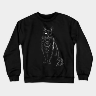 Dramabite Cat Drawing Hand-drawn Graphic Artistic Artsy Minimalism Zip Crewneck Sweatshirt